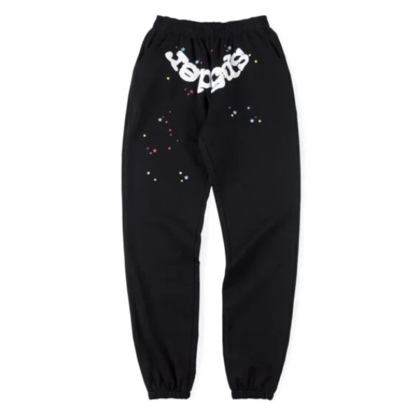 Spider Classic Flame LOGO Graffiti Sweatpant - Black